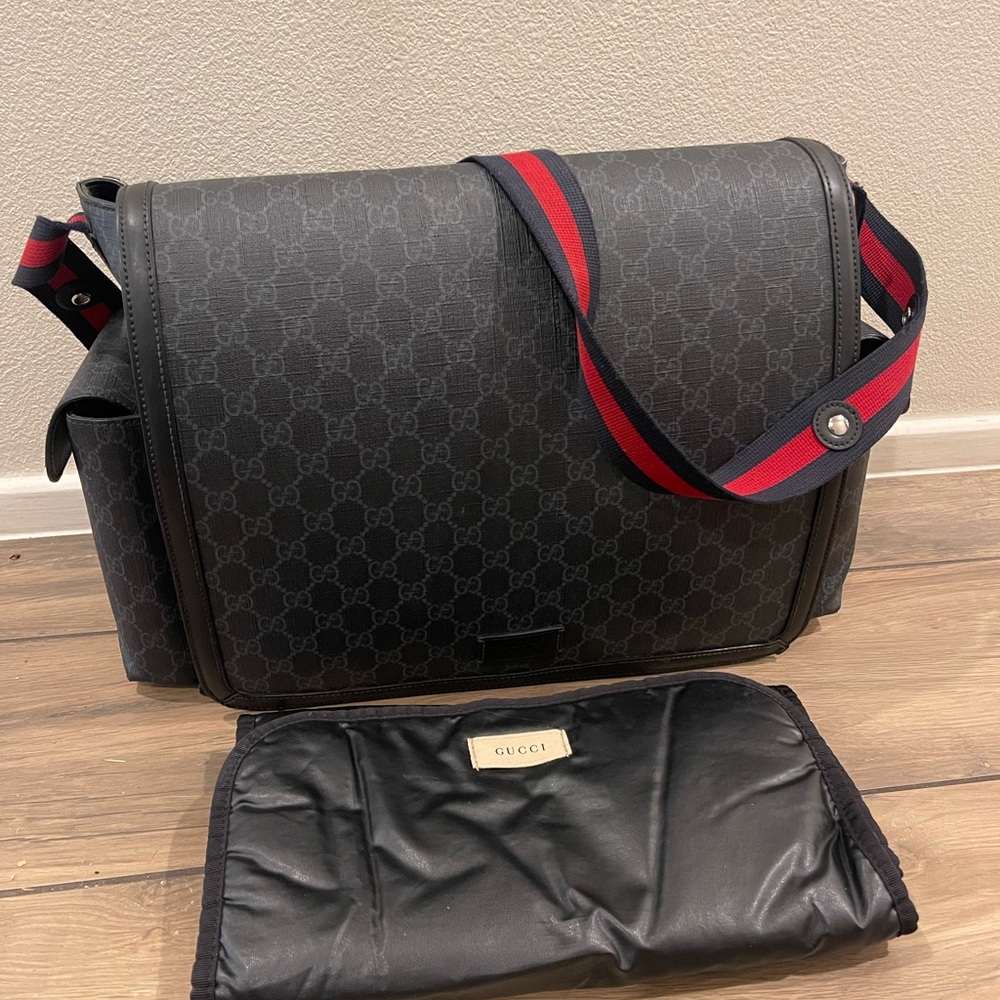 Gucci Black Supreme with Signature GG Monogram diaper bag